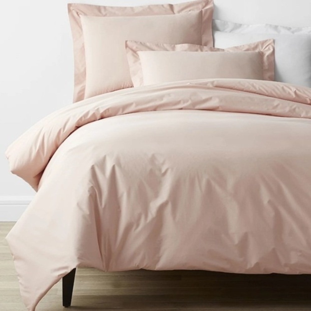 The Company Store Cotton Percale Queen Duvet Cover Peach Nectar New